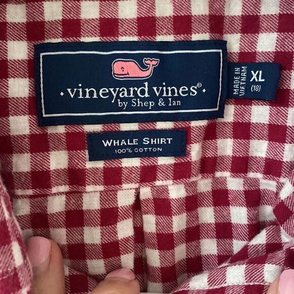 Vineyard Vines Gingham‎ Check Button Down Long sleeve Size Extra Large (18) - Picture 7 of 8